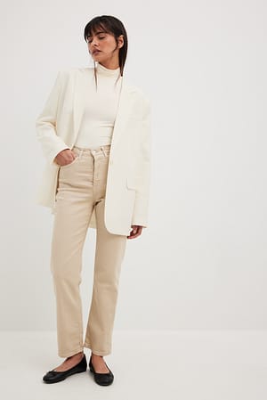 Beige Jean droit taille haute