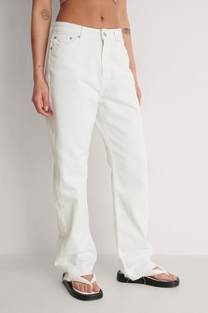White Jean droit taille haute à ourlet brut biologiques
