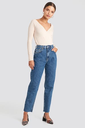 Mid Blue NA-KD Trend Straight Jeans