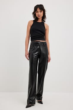 Straight Reptile PU Pants Outfit
