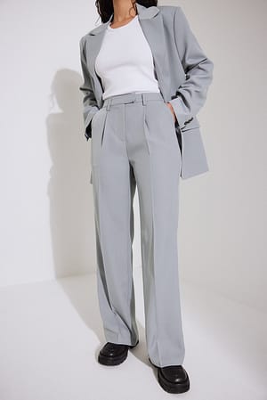Grey Pantalon de costume droit