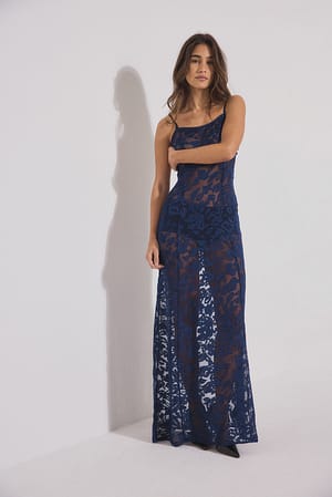 Dark Blue Robe longue avec bretelles