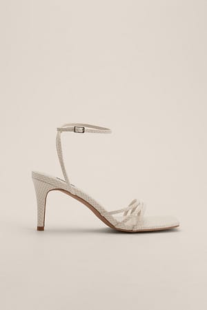 Offwhite Chaussures à talon et bride à imprimé serpent