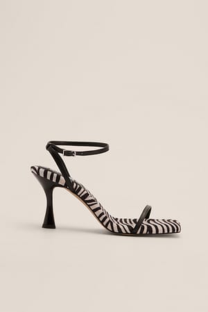 Black Zebra Strappy Zebra Heels