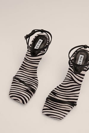 Black Zebra Strappy Zebra Heels