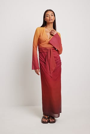 Ombre Print Robe maxi détaillée à la taille