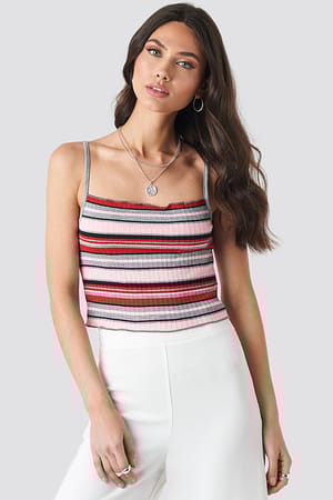 Grey NA-KD Striped Babylock Singlet