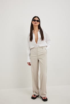 Striped Mid Waist Trousers Outfit