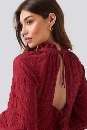 Dark Red Structured Open Back Dress