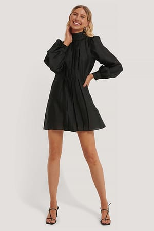 Black NA-KD Trend Structured Organza Gathered Mini Dress