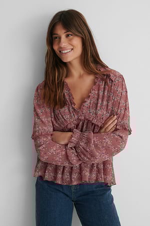 Pink Print NA-KD Boho Chemisier Structuré