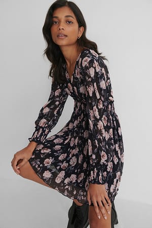 Navy NA-KD Boho Robe Structurée À Taille Smockée