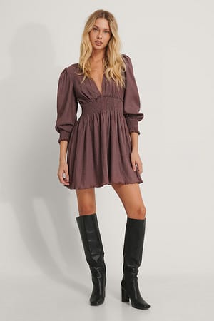 Rose Taupe NA-KD Boho Robe Structurée À Taille Smockée