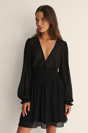 Black Robe à smocks structurée
