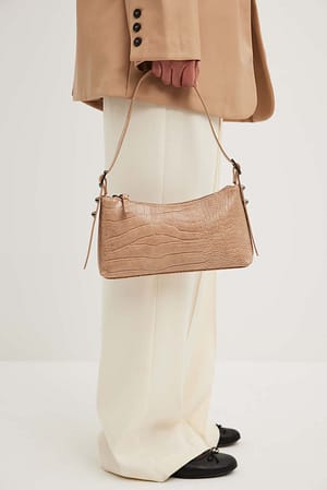 Beige Sac baguette avec clous