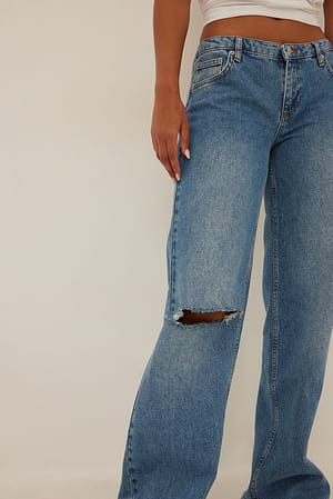 Light Blue Super Low Waist Distressed Jeans