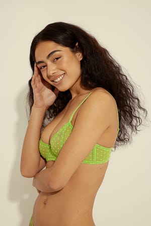 Green Soutien-gorge à motif petits pois