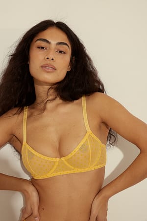 Yellow Soutien-gorge à motif petits pois