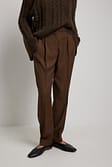Brown Pantalon de costume habillé à ourlets retroussés
