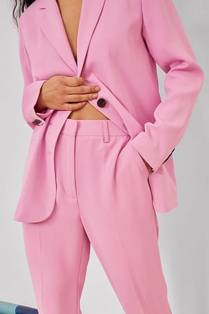 Pink Pantalon de costume droit ajusté coupe standard