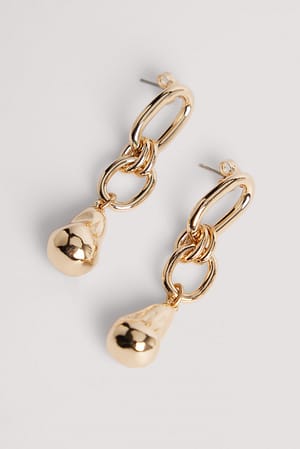 Gold Longues boucles d'oreilles pendantes avec anneau