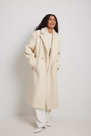 Light Beige Manteau en peluche