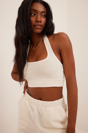 Offwhite Terry Cloth Halter Neck Singlet