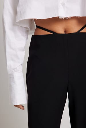 Black Pantalon à détail string
