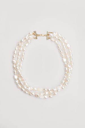 White Collier de perles trois rangs