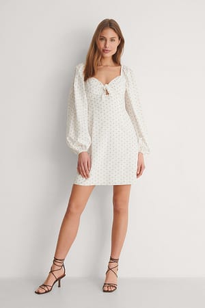 Dots Attache Frontale Robe Manches Ballon