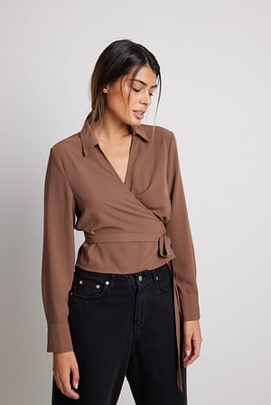 Brown Chemisier noué devant