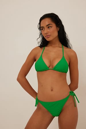Green Culotte de bikini à bandes nouées