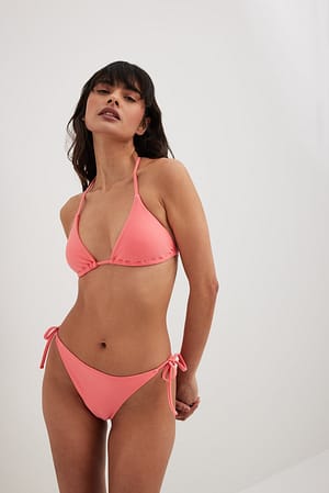 Light Pink Culotte de bikini à bandes nouées