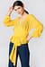 Tied Waist Gathered Sleeve Blouse