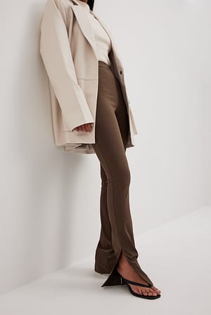 Brown Pantalon ajusté fendu