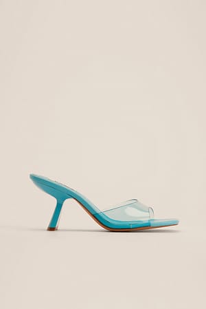 Turquoise Chaussures à talon coudé transparent