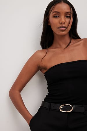 Black Ceinture à boucle ovale