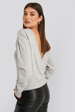 Grey NA-KD V-shape Deep Back Sweater
