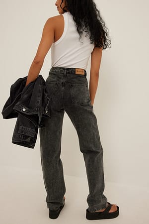 Vintage Grey Jean à empiècement en V