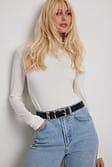 Black Ceinture en cuir au look vintage