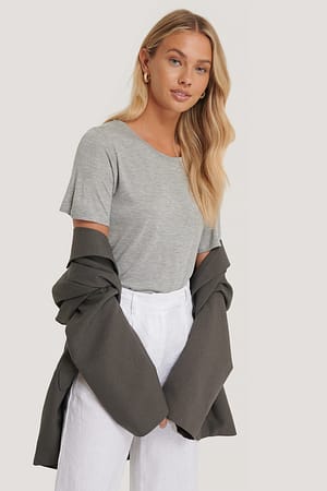 Grey Melange Viscose Basic Tee