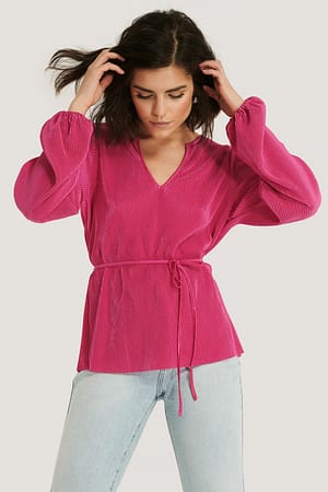 Dark Pink NA-KD Chemisier Plissé À Col En V