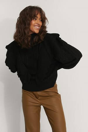 Black NA-KD Trend Pull En Maille À Volants Volume