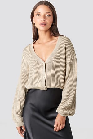 Light Beige NA-KD Volume Sleeve Cardigan