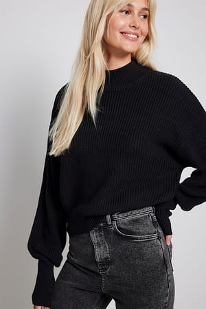 Black Pull tricoté manches larges