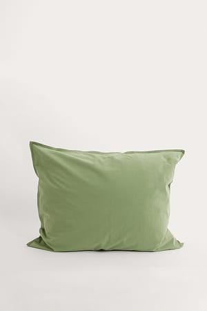 Green Taie d'oreiller en coton biologique délavé