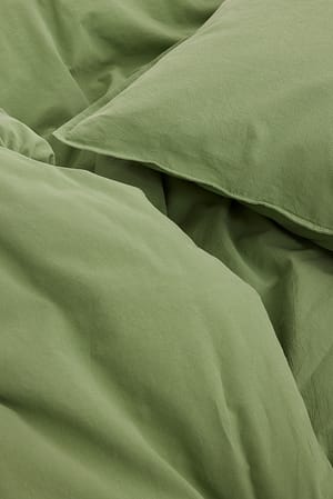 Green Taie d’oreiller en coton lavé biologique