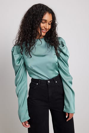 Green Chemisier longues manches en satin