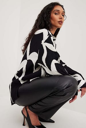 Black/White Print Chemise structurée ondulée