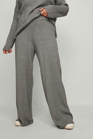 Grey Melange Pantalon large en maille